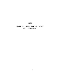 2020 National Electrical Code® Style Manual