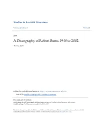 A Discography of Robert Burns 1948 to 2002 Thomas Keith