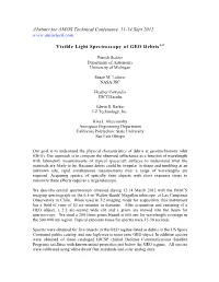 Abstract for AMOS Technical Conference, 11-14 Sept 2012