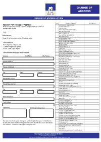 Backup of Change of Address