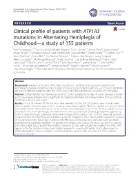 Clinical Profile of Patients with ATP1A3 Mutations in Alternating