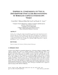 Empirical Comparison of Visual Descriptors for Ulcer Recognition in Wireless Capsule Endoscopy Video