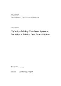 High-Availability Database Systems: Evaluation of Existing Open Source Solutions