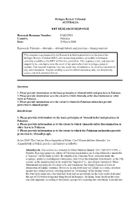 Pakistan – Ahmadis – Ahmadi Beliefs and Practices – State Protection