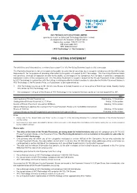 Pre-Listing Statement