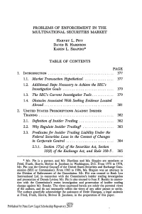 Problems of Enforcement in the Multinational Securities Market