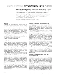 The PSIPRED Protein Structure Prediction Server Liam J