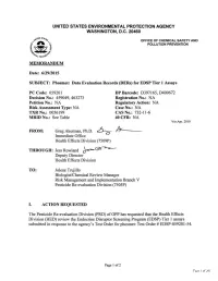 6/29/2015 SUBJECT: Phosmet: Data Evaluation Records