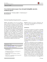 Cryo-Electron Microscopy of an Extremely Halophilic Microbe: Technical Aspects