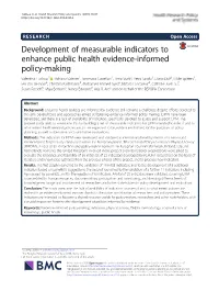 Development of Measurable Indicators to Enhance Public Health