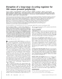 Disruption of a Long-Range Cis-Acting Regulator for Shh Causes Preaxial Polydactyly