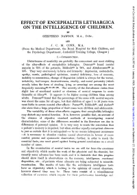 Effect of Encephalitis Lethargica on the Intelligence of Children