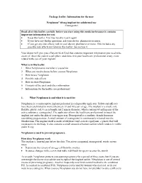 Information for the User Nexplanon® 68 Mg Implant for Subdermal Use