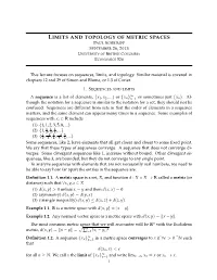 Limits and Topology of Metric Spaces