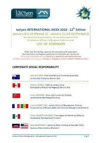 List of Seminars