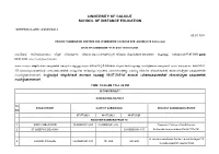 Project Submission Centres for VI Semester B.Com