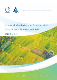 Report of Monitoring and Assessment of Desert Locust in Africa and Asia