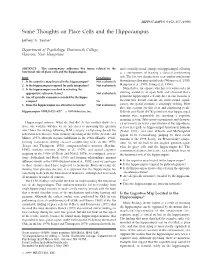 Some Thoughts on Place Cells and the Hippocampus