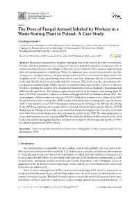 The Dose of Fungal Aerosol Inhaled by Workers in a Waste-Sorting Plant in Poland: a Case Study