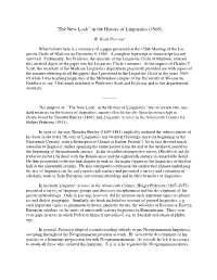 “The New Look” in the History of Linguistics (1965)