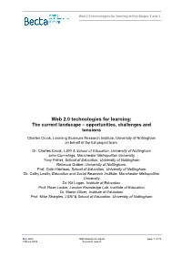 Web 2.0 Technologies for Learning: the Current Landscape – Opportunities, Challenges and Tensions