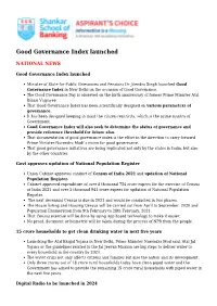 Good Governance Index Launched
