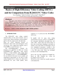 Basics of High-Efficiency Video Coding (HEVC) and Its Comparison from H.264/AVC Video Codec Imran Ullah Khan [1] Mohd