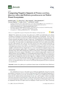 Comparing Negative Impacts of Prunus Serotina, Quercus Rubra and Robinia Pseudoacacia on Native Forest Ecosystems