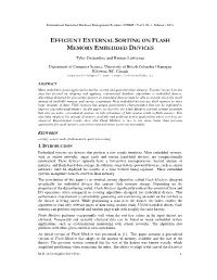 Efficient External Sorting on Flash Memory Embedded Devices