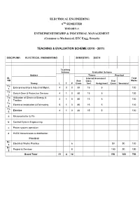 ELECTRICAL ENGINEERING 6TH SEMESTER THEORY-1 ENTREPRENEURESHIP & INDUSTRIAL MANAGEMENT (Common to Mechanical, ETC Engg