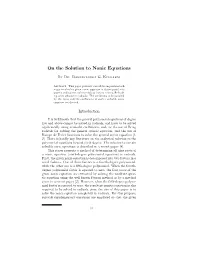 On the Solution to Nonic Equations