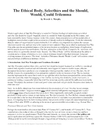 The Ethical Body, Selecthics and the Should, Would, Could Trilemma by Brandt A
