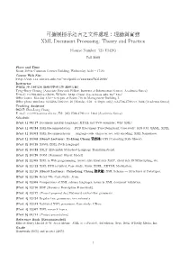 !! #! " $ !" XML Document Processing: Theory and Practice