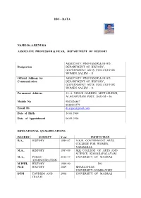 BIO – DATA NAME:Dr.A.RENUKA ASSOCIATE PROFESSOR & HEAD