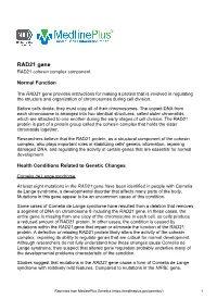 RAD21 Gene RAD21 Cohesin Complex Component