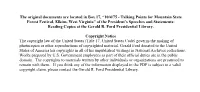 Talking Points for Mountain State Forest Festival, Elkins, West Virginia” of the President’S Speeches and Statements: Reading Copies at the Gerald R