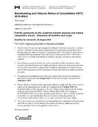 Broadcasting and Telecom Notice of Consultation CRTC 2010 406-2