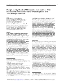 Design and Synthesis of Fluoroquinophenoxazines That Interact with Human Telomeric G-Quadruplexes and Their Biological Effects1