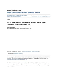 Detection of Food Proteins in Human Serum Using Mass Spectrometry Methods