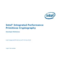 Intel® Integrated Performance Primitives Cryptography Developer Reference