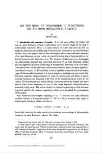 On the Ring of Holomorphic Functions on an Open Riemann Surfaceo