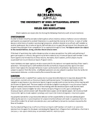 The University of Iowa Intramural Sports 2016-2017 Rules and Regulations