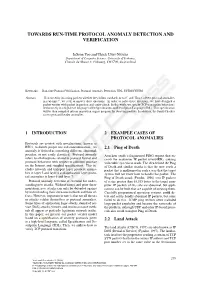 Towards Run-Time Protocol Anomaly Detection and Verification