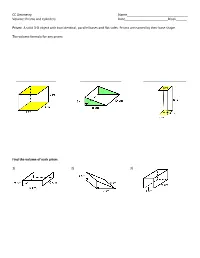 CC Geometry Name______Volume: Prisms and Cylinders Date______Block______
