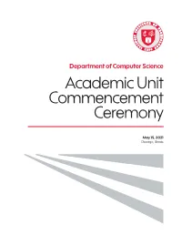 Department of Computer Science Academic Unit Commencement Ceremony