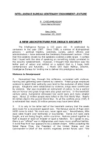 Intelligence Bureau Centenary Endowment Lecture