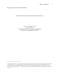 Masculinity of Men Communicating Abuse Victimization