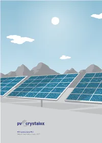 PV Crystalox Solar PLC Annual Report and Accounts 2017 About Us and Highlights