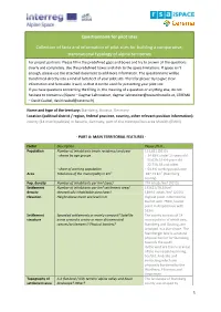 Questionnaire for Pilot Sites Collection of Facts and Information of Pilot Sites