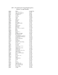 Week with George Stephanopoulos Affiliate Coverage Schedule